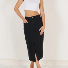 Load image into Gallery viewer, Midi Denim Skirt-Black
