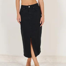 Load image into Gallery viewer, Midi Denim Skirt-Black
